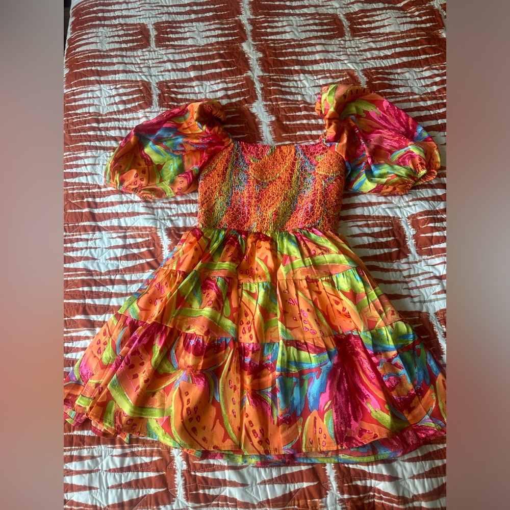 Colorful silky mini dress